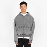 Cropped Zip Hoodie - Vintage Grey - Destructive