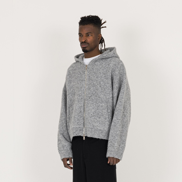 Bouclé Zip Hoodie - Soft Grey - Destructive