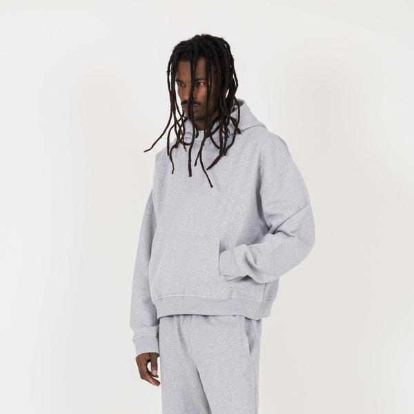 Cropped Hoodie - Light Marl Grey - Destructive