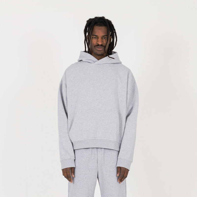 Cropped Hoodie - Light Marl Grey - Destructive