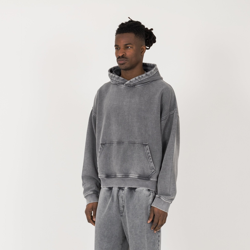 Cropped Hoodie - Vintage Grey - Destructive