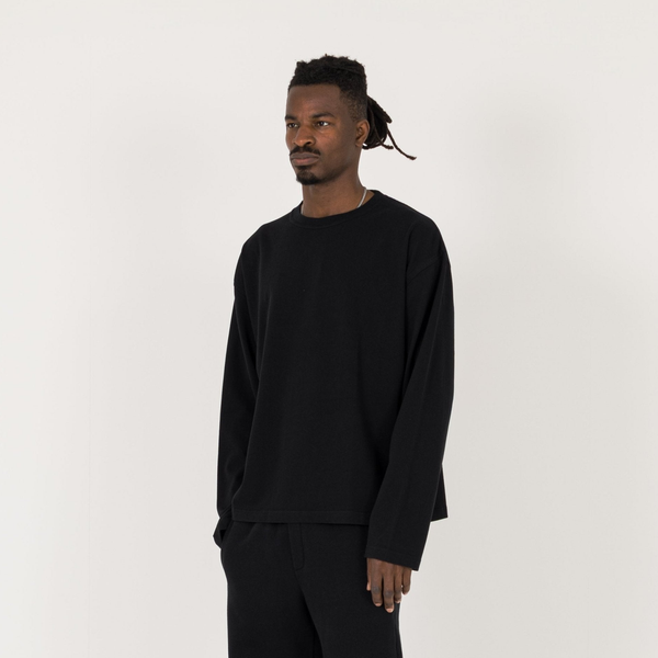 Cropped Long Sleeve T-Shirt - Black - Destructive