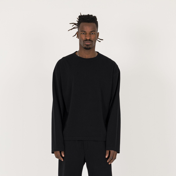 Cropped Long Sleeve T-Shirt - Black - Destructive