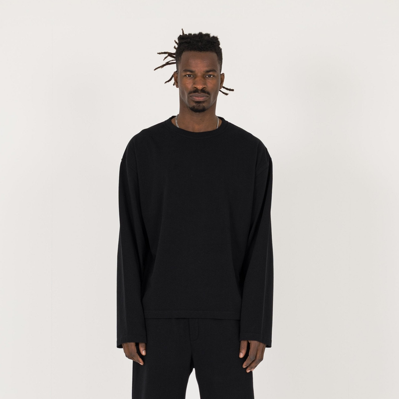 Cropped Long Sleeve T-Shirt - Black - Destructive