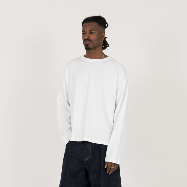 Cropped Long Sleeve T-Shirt - Bone White - Destructive