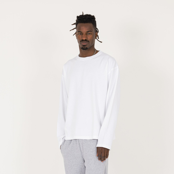 Cropped Long Sleeve T-Shirt - White - Destructive