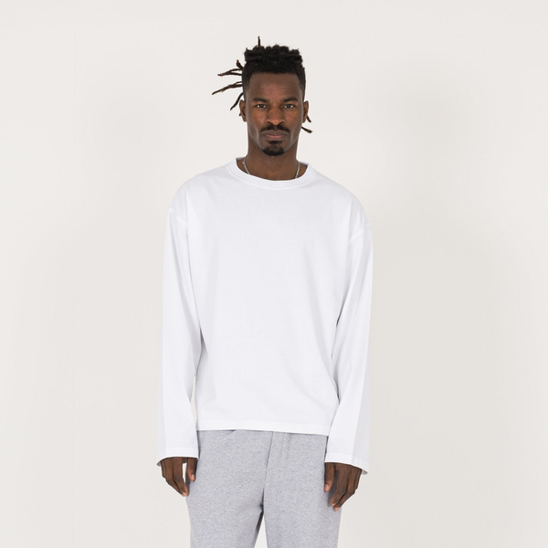 Cropped Long Sleeve T-Shirt - White - Destructive