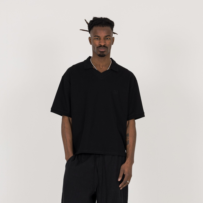 Cropped Polo - Black - Destructive