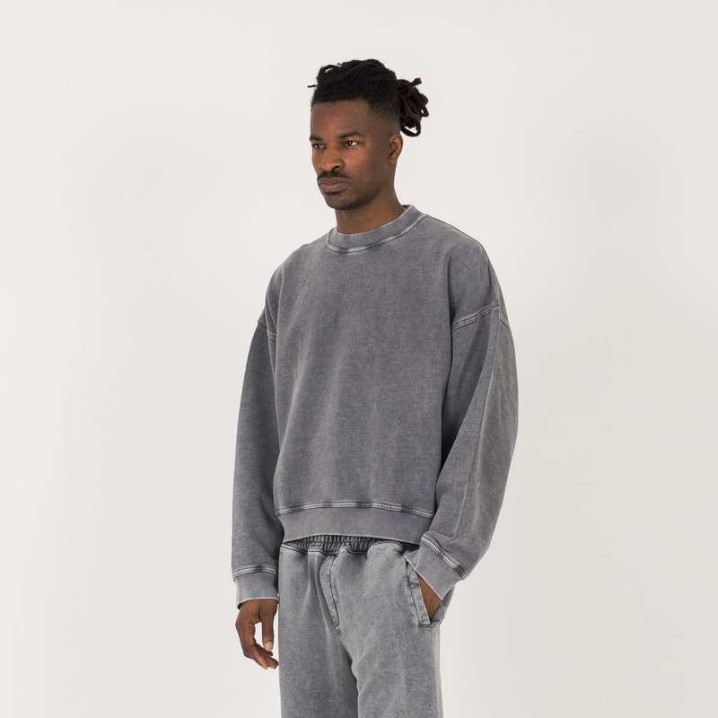 Cropped Sweatshirt - Vintage Grey - Destructive