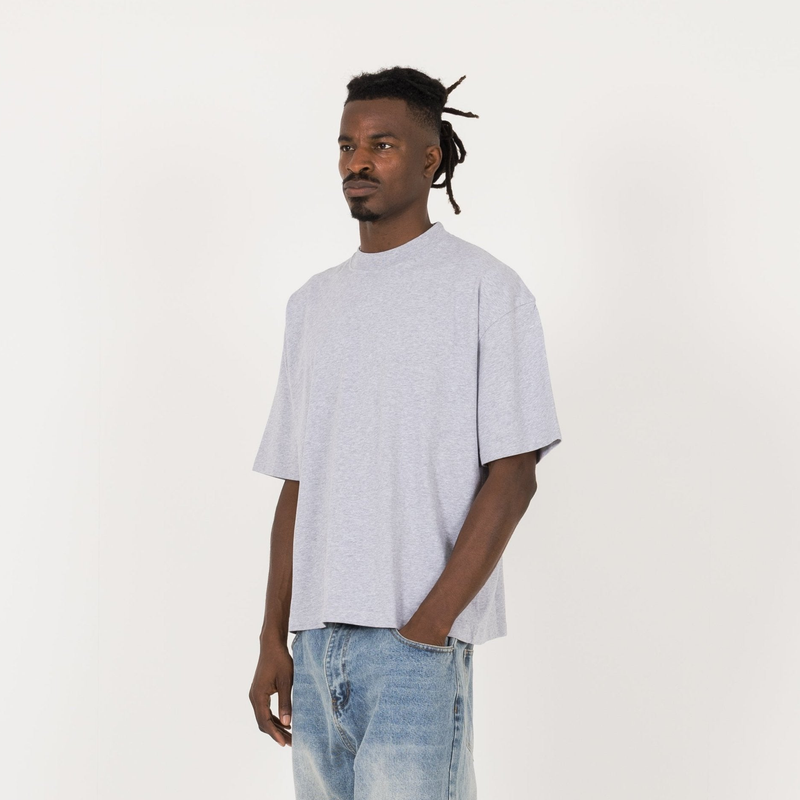Cropped T-Shirt - Light Marl Grey - Destructive