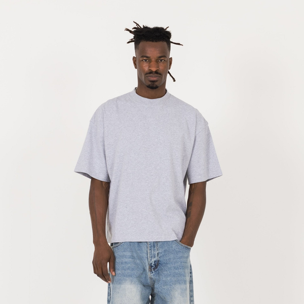 Cropped T-Shirt - Light Marl Grey - Destructive