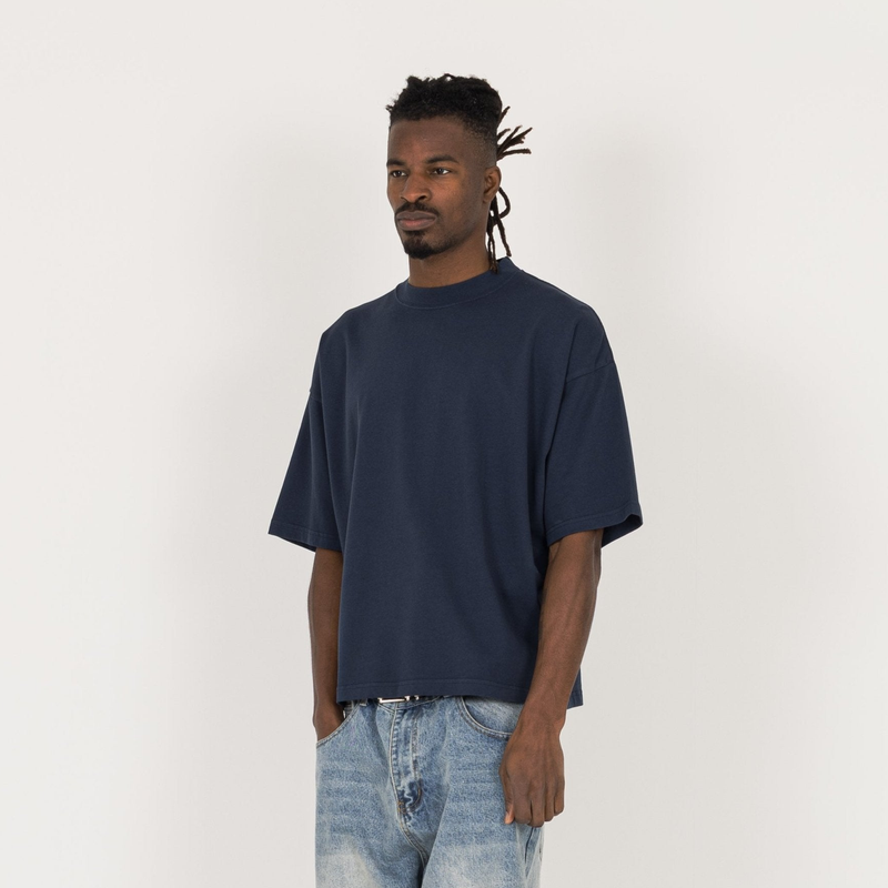 Cropped T-Shirt - Navy - Destructive