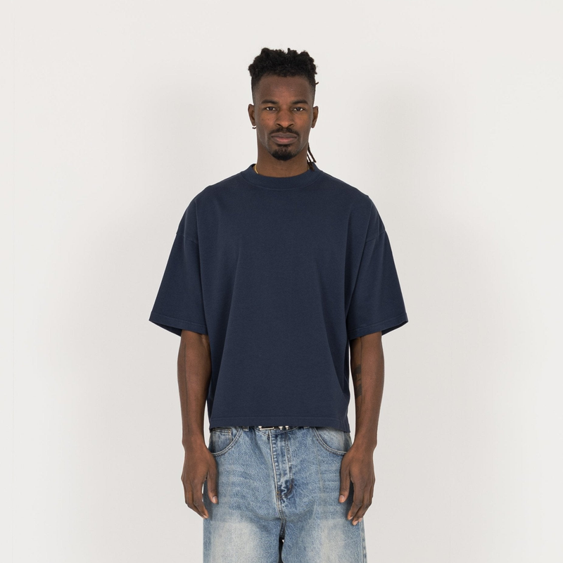 Cropped T-Shirt - Navy - Destructive