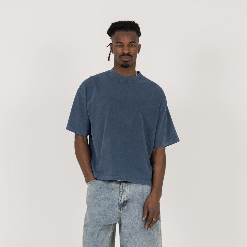 Cropped T-Shirt - Vintage Azure - Destructive