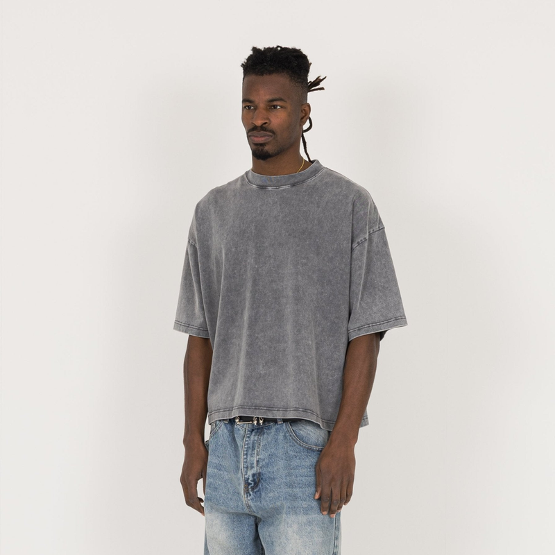 Cropped T-Shirt - Vintage Grey - Destructive