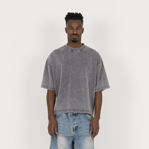 Cropped T-Shirt - Vintage Grey - Destructive