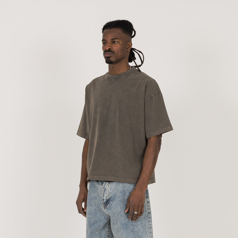 Cropped T-Shirt - Vintage Mocha - Destructive