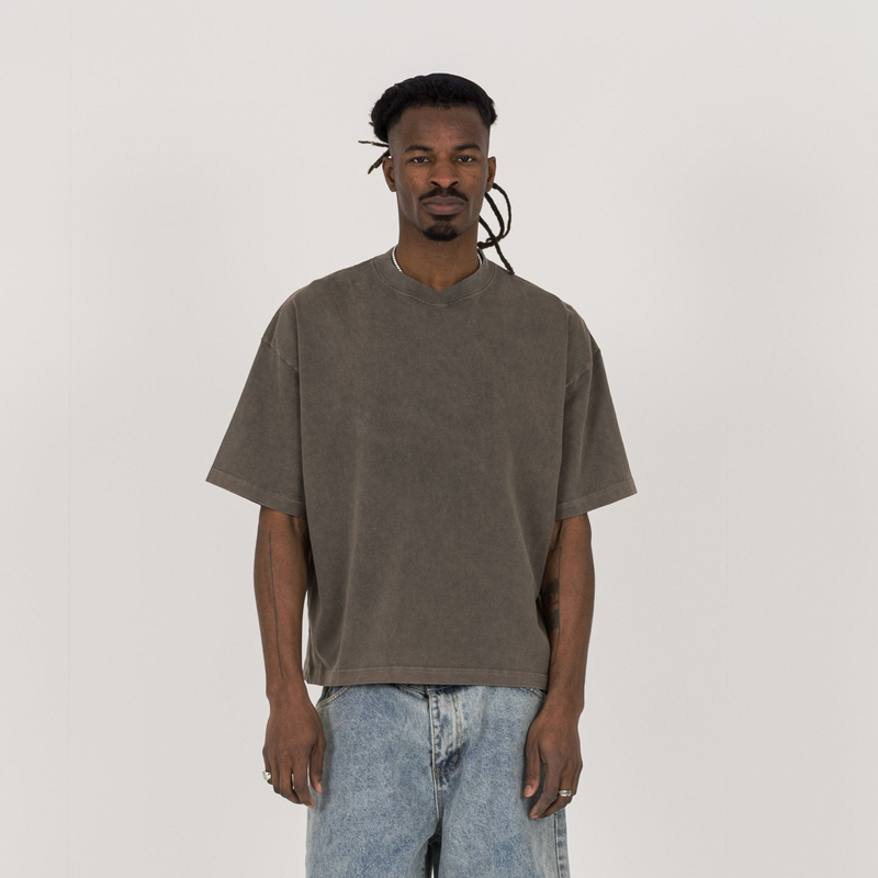 Cropped T-Shirt - Vintage Mocha - Destructive