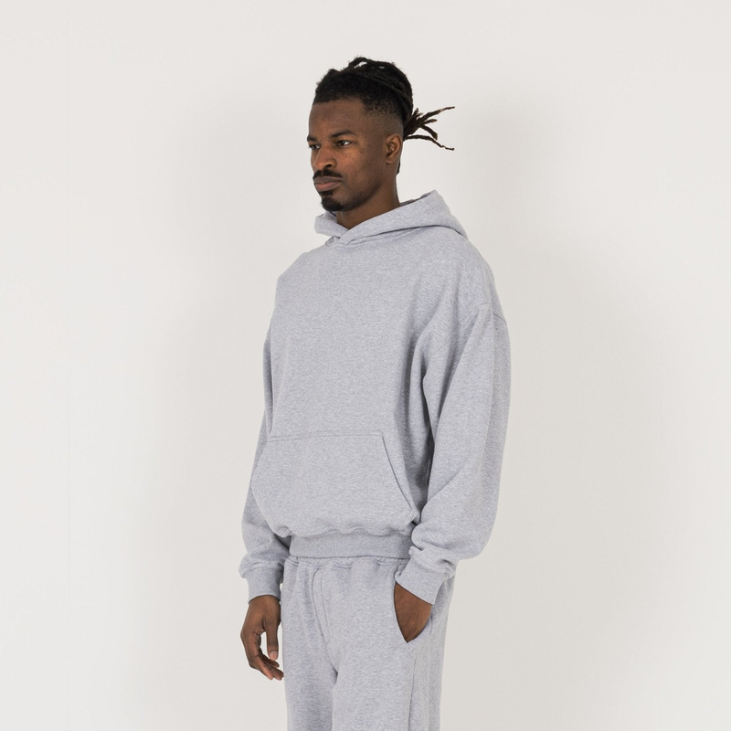 Hoodie - Light Marl Grey - Destructive