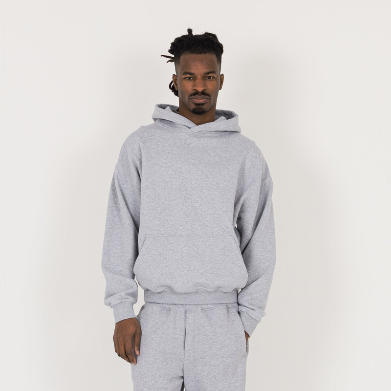 Hoodie - Light Marl Grey - Destructive