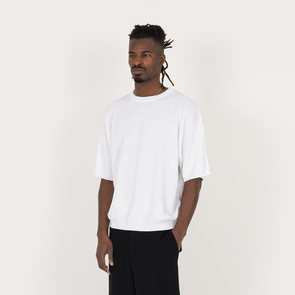 Knit T-Shirt - White - Destructive