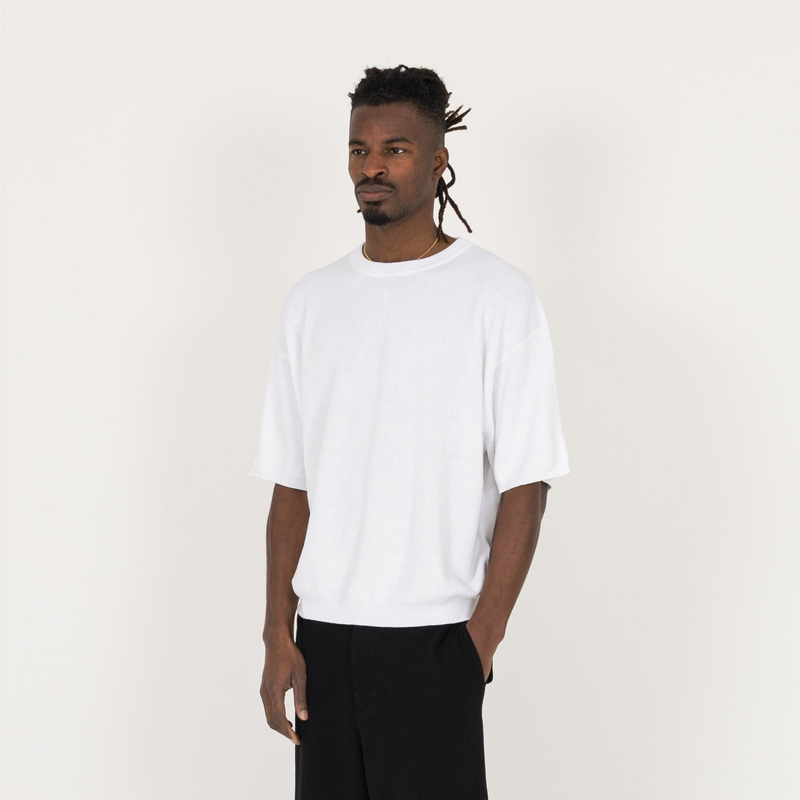 Knit T-Shirt - White - Destructive