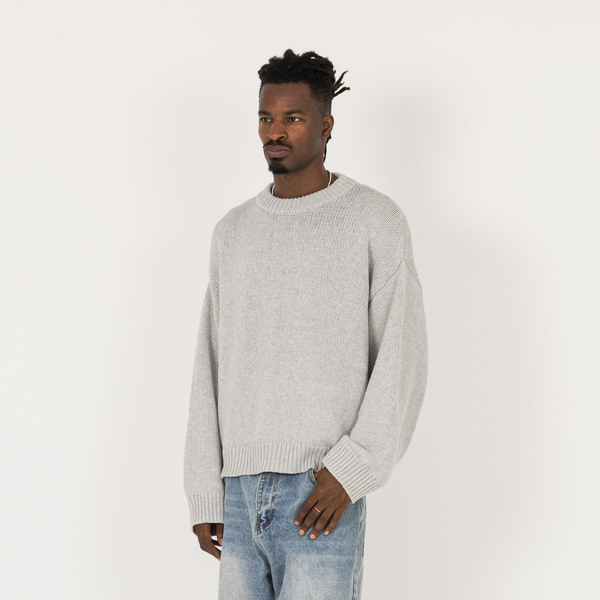 Knitted Sweatshirt - Light Grey - Destructive