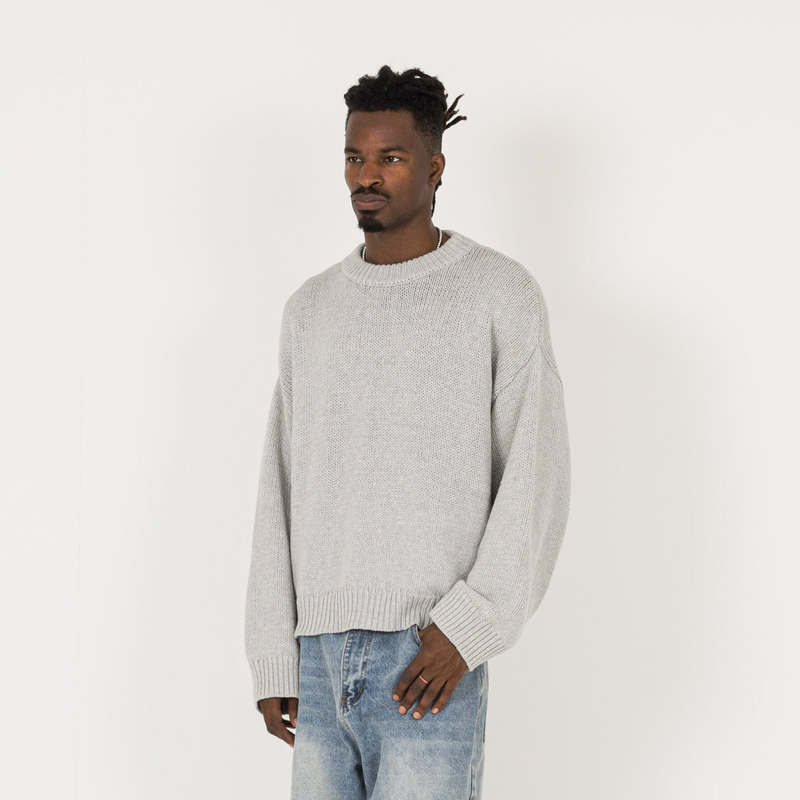 Knitted Sweatshirt - Light Grey - Destructive