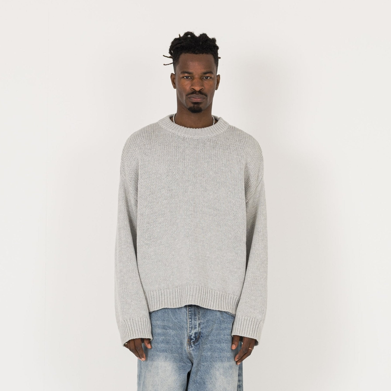 Knitted Sweatshirt - Light Grey - Destructive