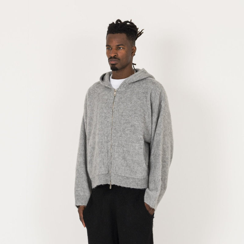 Mohair Zip Hoodie - Glacial Grey - Destructive