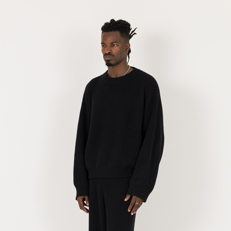 Ribbed Sweatshirt - Black - Destructive