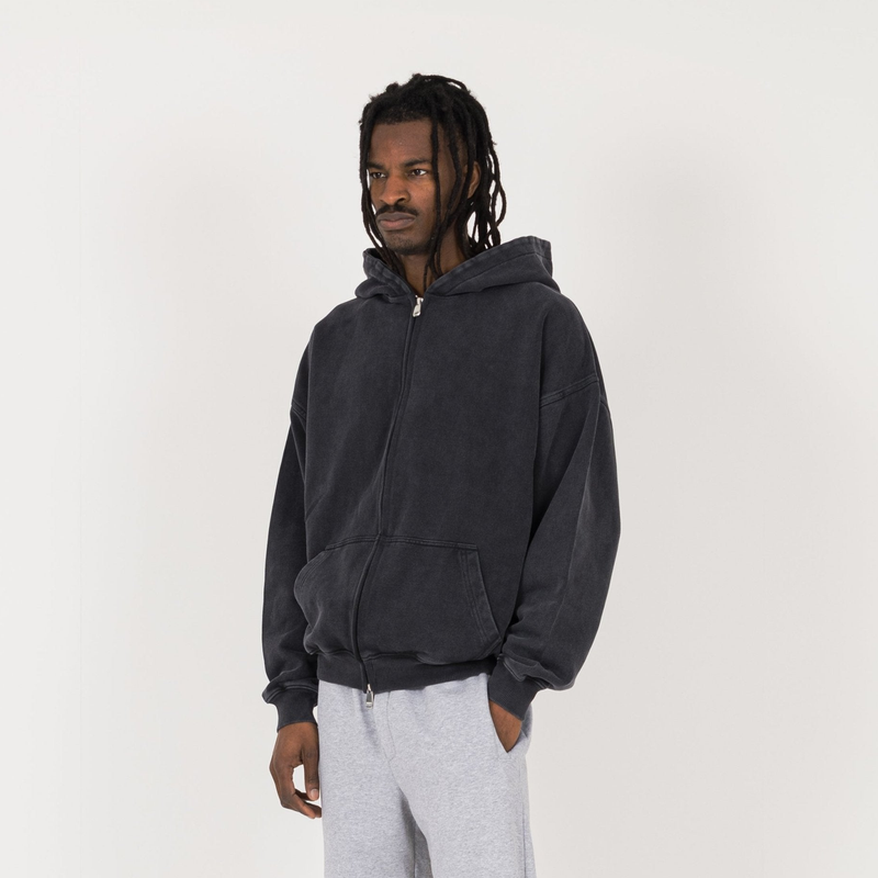 Zip Hoodie - Vintage Black - Destructive