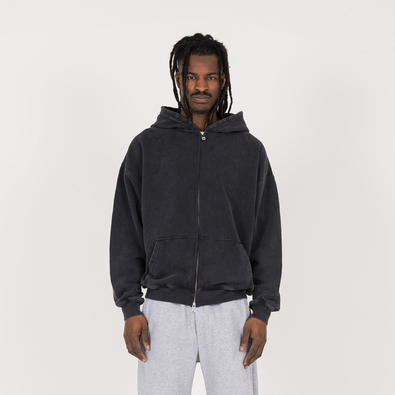 Zip Hoodie - Vintage Black - Destructive