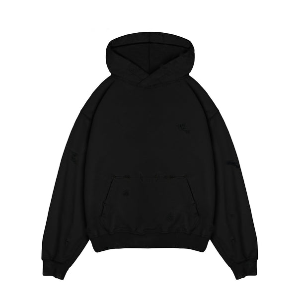 Distressed Hoodie - Black - Destructive