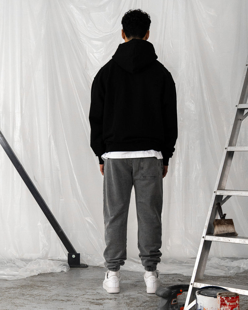 Distressed Hoodie - Black - Destructive