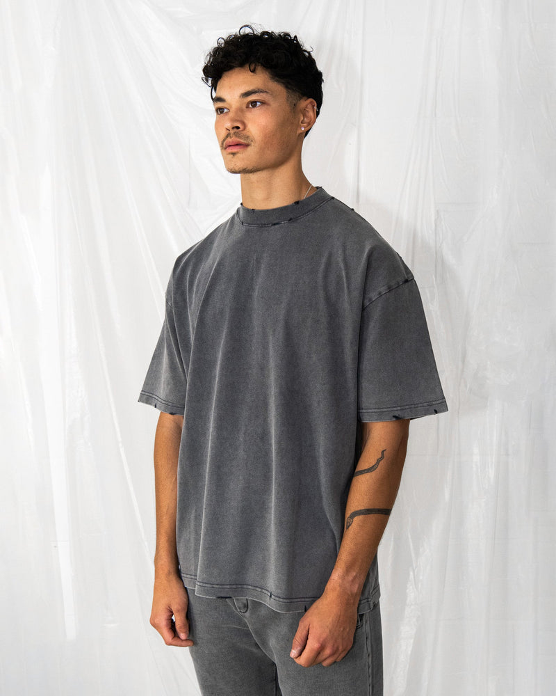 Distressed T-Shirt - Vintage Grey - Destructive