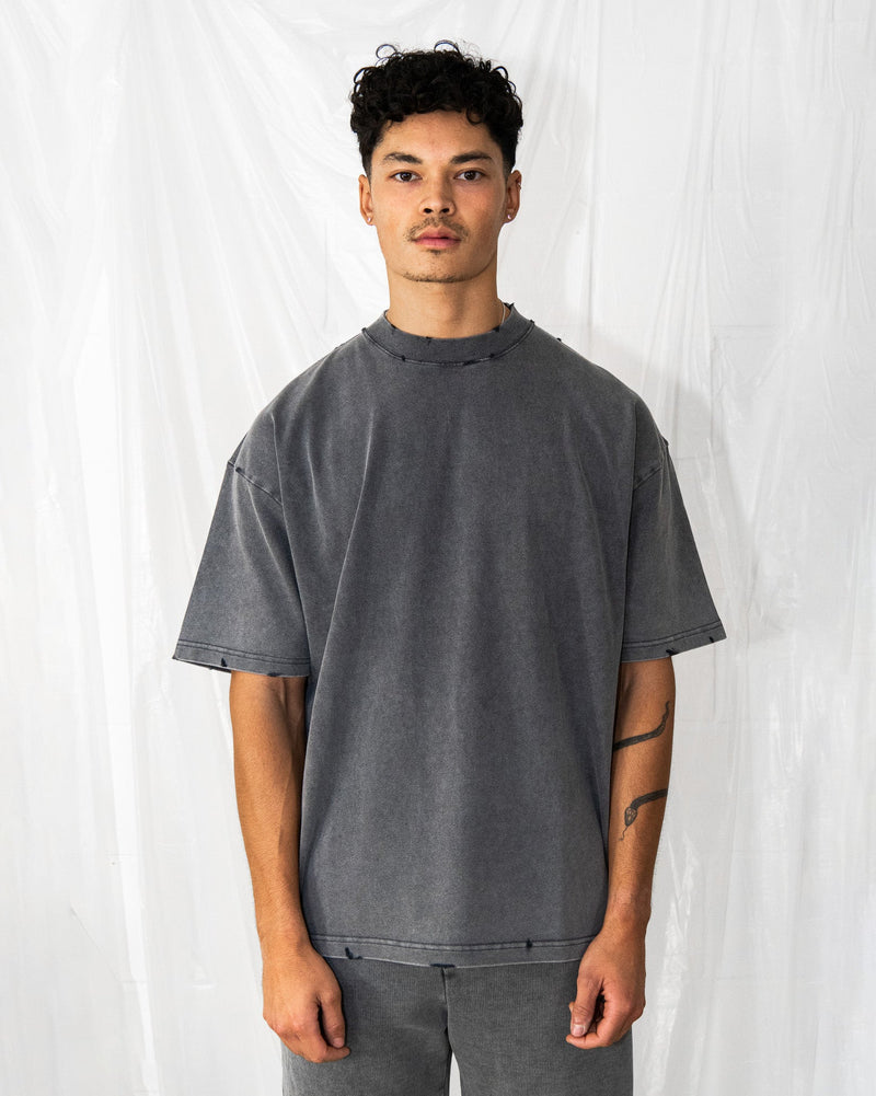 Distressed T-Shirt - Vintage Grey - Destructive