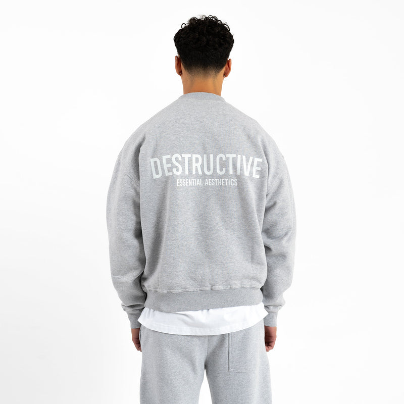 Essential Aesthetics Sweatshirt - Light Marl Grey - Destructive