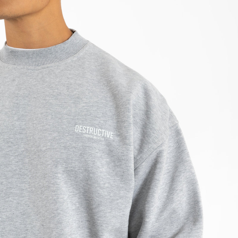 Essential Aesthetics Sweatshirt - Light Marl Grey - Destructive