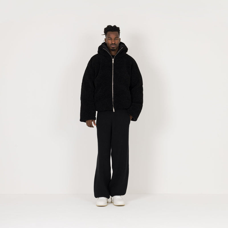 Fleece Puffer Jacket - Black - Destructive