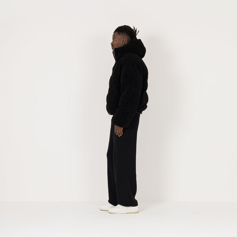 Fleece Puffer Jacket - Black - Destructive