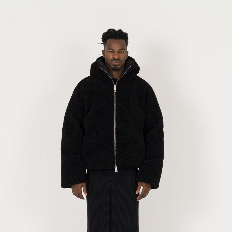 Fleece Puffer Jacket - Black - Destructive
