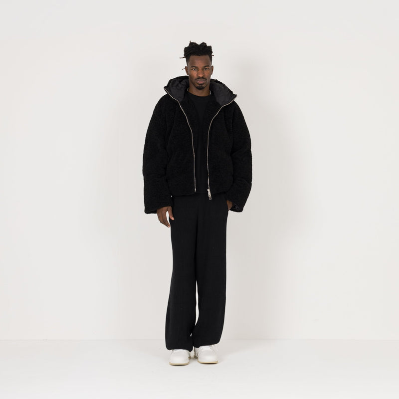 Fleece Puffer Jacket - Black - Destructive