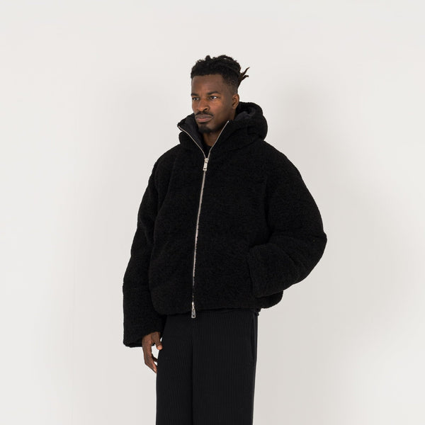 Fleece Puffer Jacket - Black - Destructive