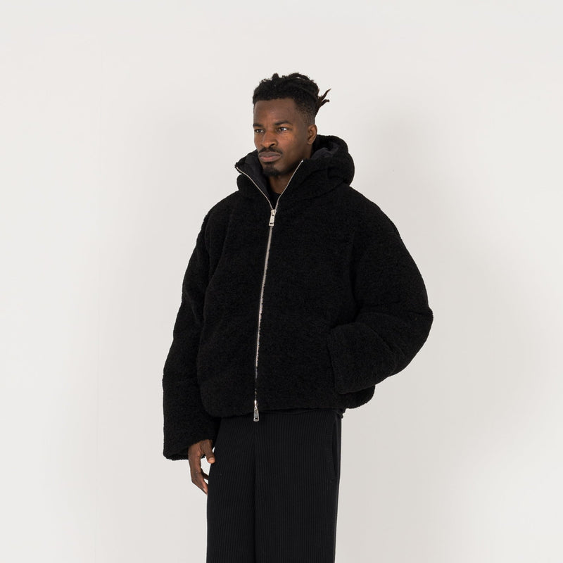 Fleece Puffer Jacket - Black - Destructive