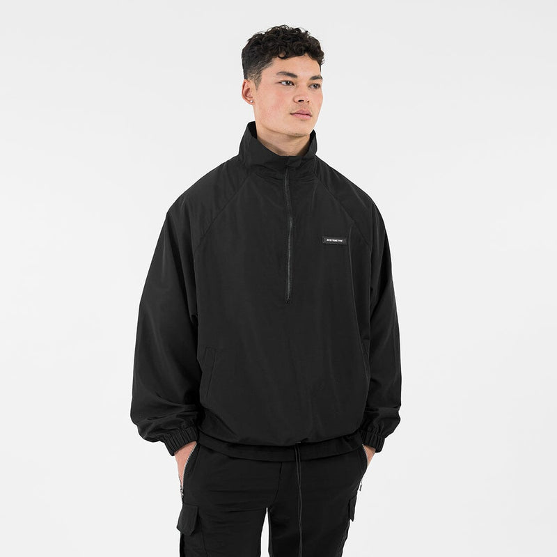 Half Zip Nylon Jacket - Black - Destructive