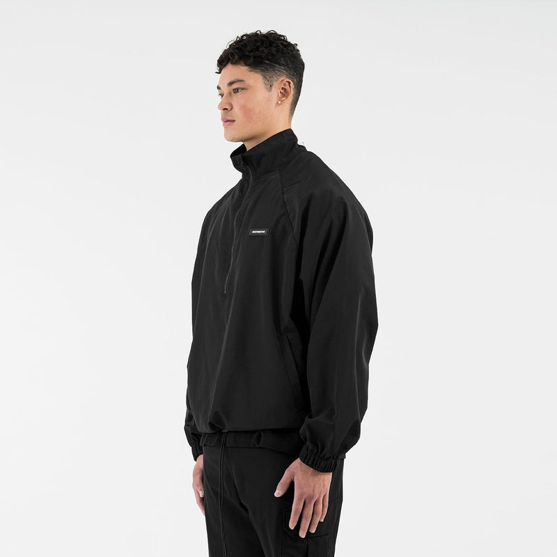 Half Zip Nylon Jacket - Black - Destructive