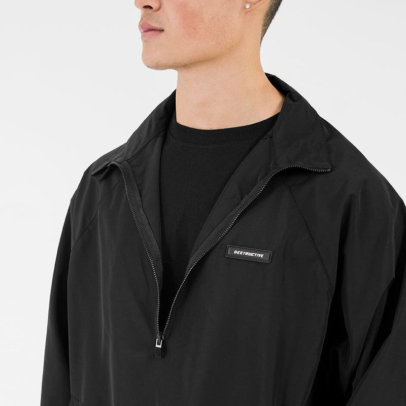 Half Zip Nylon Jacket - Black - Destructive