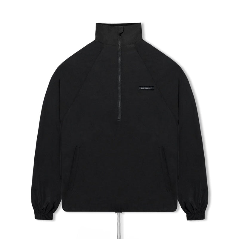 Half Zip Nylon Jacket - Black - Destructive