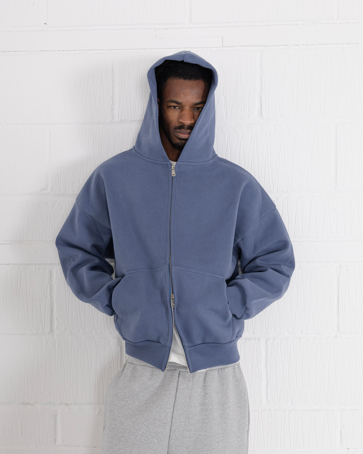 Sculpt Zip Hoodie - Haze Blue campaign image 1